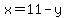 x=11-y