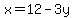 x=12-3y