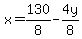 x=130.00%2F8-4y%2F8