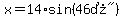 x=14%2Asin%28%2246%B0%22%29