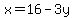 x=16-3y