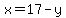 x=17-y
