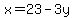 x=23-3y