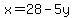 x=28-5y