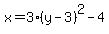 x=3%28y-3%29%5E2-4