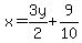 x=3y%2F2%2B9%2F10