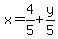 x=4%2F5%2By%2F5