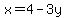 x=4-3y
