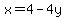x=4-4y