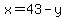 x=43-y