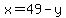 x=49-y
