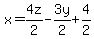 x=4z%2F2-3y%2F2%2B4%2F2