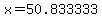 x=50.833333