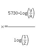 x=5730%2Alog%28%28y%2FA%29%29%2Flog%28%281%2F2%29%29