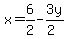 x=6%2F2-3y%2F%282%29