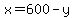 x=600-y