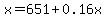 x=651%2B0.16x