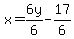 x=6y%2F6-17%2F6