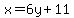x=6y+%2B+11