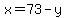 x=73-y