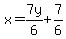 x=7y%2F6%2B7%2F6