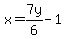 x=7y%2F6-1
