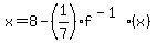 x=8-%281%2F7%29f%5E%28-1%29%28x%29