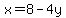 x=8-4y