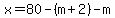 x=80-%28m%2B2%29-m