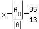 x=abs%28A%5Bx%5D%29%2Fabs%28A%29=85%2F13