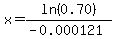 x=ln%280.70%29%2F%28-0.000121%29