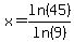 x=ln%2845%29%2Fln%289%29