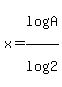 x=log%28A%29%2Flog%282%29