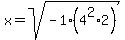 x=sqrt%28-1%284%5E2%2A2%29%29