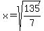 x=sqrt%28135%2F7%29