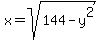 x=sqrt%28144-y%5E2%29