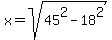 x=sqrt%2845%5E2-18%5E2%29