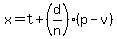 x=t%2B%28d%2Fn%29%28p-v%29