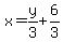 x=y%2F3%2B6%2F3