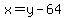 x=y-64