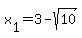 x%5B1%5D=3-sqrt%2810%29
