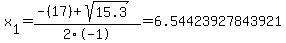 x%5B1%5D+=+%28-%2817%29%2Bsqrt%28+15.3+%29%29%2F2%5C-1+=+6.54423927843921