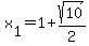 x%5B1%5D+=+1+%2B+sqrt%2810%29%2F2+