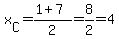 x%5BC%5D=%281%2B7%29%2F2=8%2F2=4