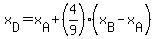 x%5BD%5D=x%5BA%5D%2B%284%2F9%29%28x%5BB%5D-x%5BA%5D%29