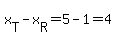 x%5BT%5D-x%5BR%5D=5-1=4