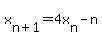 x%5Bn%2B1%5D=4x%5Bn%5D-n