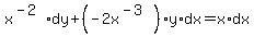 x%5E%28-2%29%2Ady%2B%28-2x%5E%28-3%29%29y%2Adx=x%2Adx%29
