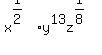 x%5E%281%2F2%29y%5E13z%5E%281%2F8%29