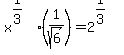 x%5E%281%2F3%29%2A%281%2Fsqrt%286%29%29+=+2%5E%281%2F3%29